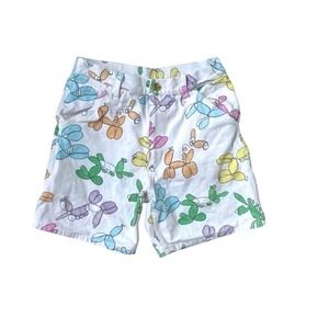 Balloon Animal Graphic Shorts Womens S White Y2K Art Playful Quirky NYC